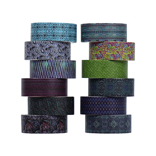 Elec Space 12 Rolls Washi Tape Set, Decorative Adhesive For Diy Crafts Gift Wrapping, Photo Frame, Planners, Scrapbooking Supplies, Christmas Holiday Decoration #TOP8