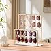 Josmimic Sunglasses Organizer Glasses Holder Stand with Tray, Eye Glasses Display, 2 Tier Sunglass Storage Rack for Multiple Glasses, for Desk, Nightstand, Dresser, Vanity, Metal, Gold