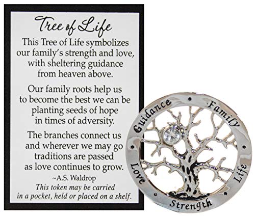 Gnz Inspirational Tree of Life Zinc Pocket Token with Story Card