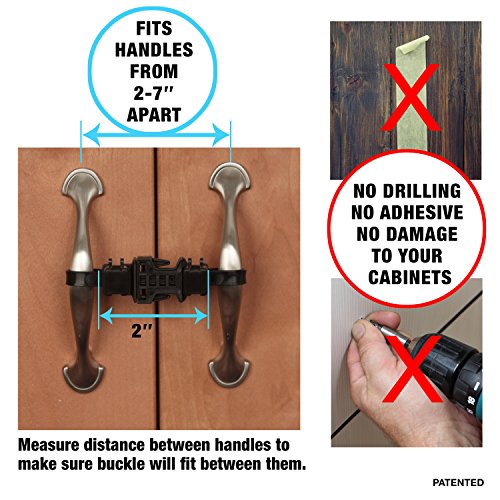 Kiscords Baby Safety Cabinet Locks For Handles Child Safety Cabinet Latches For Home Safety Strap For Baby Proofing Cabinets Kitchen Door Rv No Drill No Screw No Adhesive /4 Pack (Black) #TOP1
