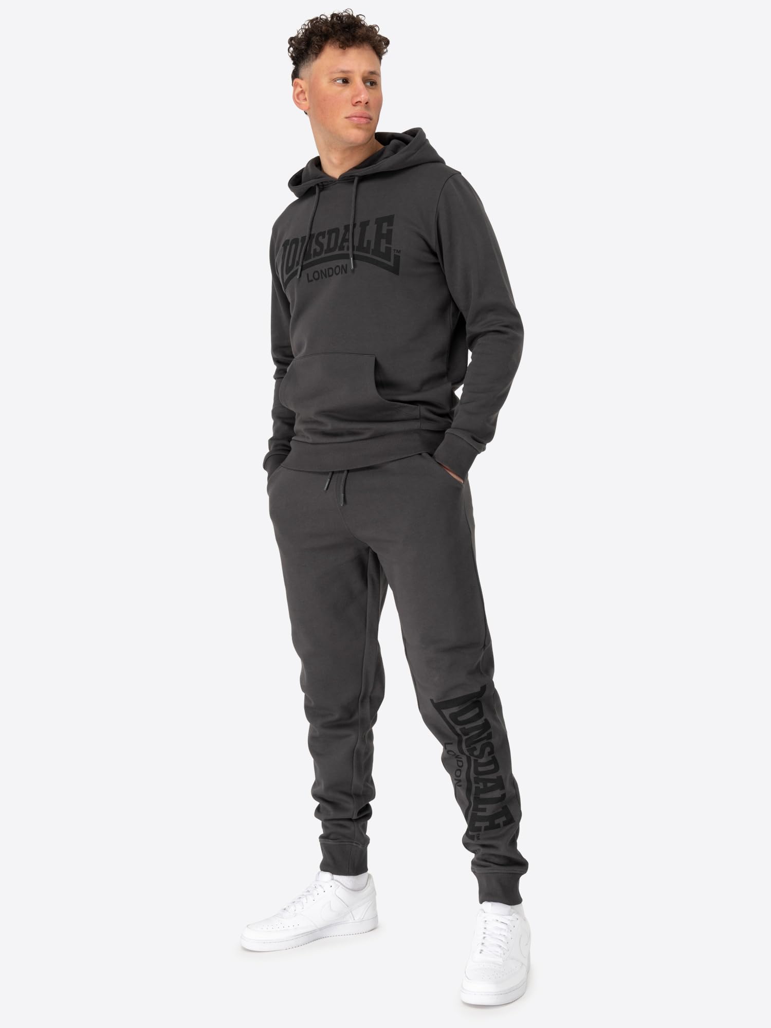 Lonsdale Herren Trainingsanzug Mit Kapuze Schmale Passform Cloudy Tuta sportiva Uomo (Pacco da 1)