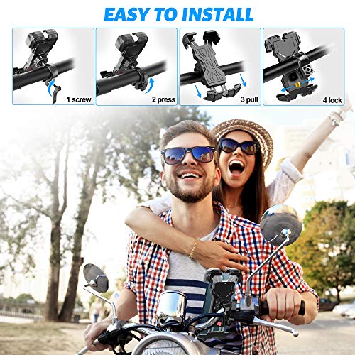 Bike Phone Mount, All-Round Adjustble Motorcycle Phone Mount, Bike Phone Holder for Handlebars Fits iPhone 12 Pro Max/11 Pro/XR/XS MAX,Galaxy S20/S10/Note 10 and All 4.7-6.8inches Devices