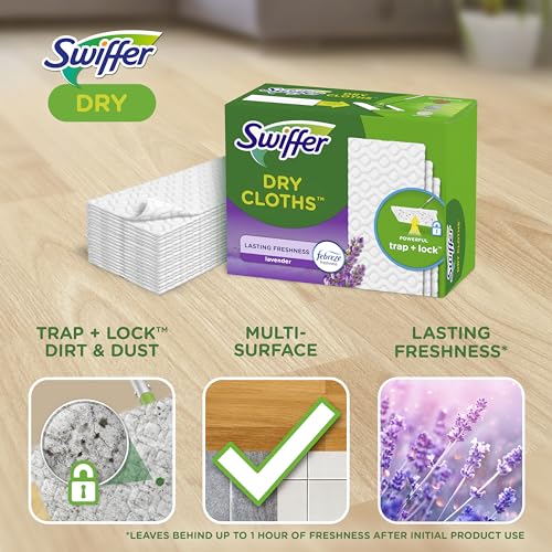 Swiffer Sweep + Mop, Dry Pads Refill, Floor Cleaner, Cleaning Cloths, Lavender, 32ct by Swiffer - Image 3