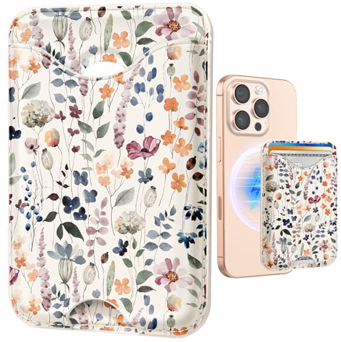 Compatible-with-Magsafe-Wallet-for-Women-Watercolor-Flower Compatible with Magsafe Wallet for Women, Watercolor Flower - Image 1
