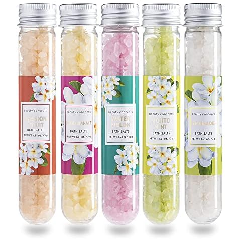 B.C. Beauty Concepts Aromatherapy Bath Salts- Epsom Salts for Soaking, Relaxing Bath Spa Set, Scented in Vanilla Almond, Shea Butter, Sweet Mint, Honey Rose, and Lavender, Tropical Cover