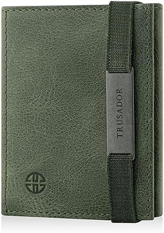 TRUSADOR Marseille Unisex Deri Cüzdan, RFID Koruma Kimlik Pencereli, Çıkarılabilir Ayna, Kart, Bozuk Para ve Nakit Bölmeli Şık Tasarım,Yeşil - Görsel 1