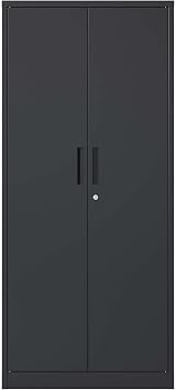 Metal Storage Organization Cabinet, Tool Steel Locking Cabinet with Doors and 3 Adjustable Shelves for Garage Storage Lockable File Tall Cabinet or Home Office,Pantry,Garage Balck, 71"