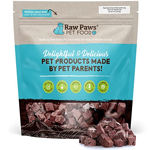 Raw Paws Freeze Dried Lamb Lung Dog Treats Made In Usa, 8-Oz - Free Range Lamb Lung Treats For Dogs - Crunchy Natural Lamb Lung Bites - Dog Treat Lamb Lung Training Treats - Lamb Lung Filets #TOP20
