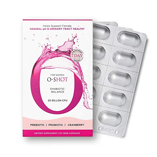 O-Shot for Woman Vaginal Probiotic + Prebiotic, Cranberry Extract, Chicory Root, Vaginal pH, Urinary Tract, Digestion, Bloating, Non Dairy, Non GMO, Gluten Free, 30 Vege-Capsules