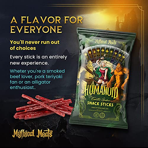 Mythical Meats Humanoid And Mystery Pack Exotic Flavor Sampler Bundle – 20 Exotic Game And Beef Snack Sticks – Dried & Dehydrated Meats Seasoned To Perfection – High Protein Snacks #TOP3