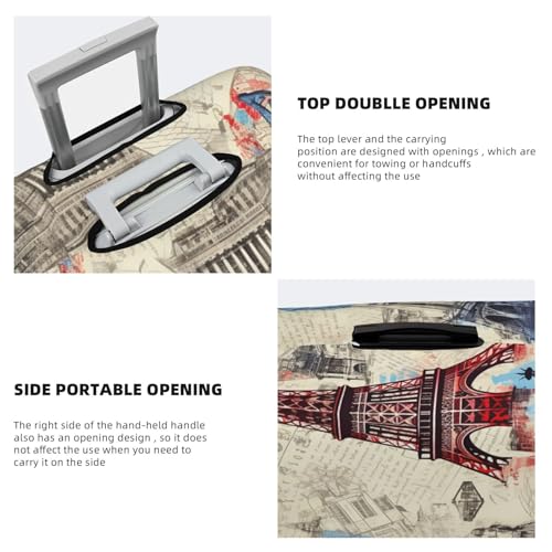 Travel Luggage Cover Elastic Suitcase Protector Washable Baggage Covers Fit For 29-32 Inch Luggage Retro Eiffel Tower London New York City Suitcase Cover XL3