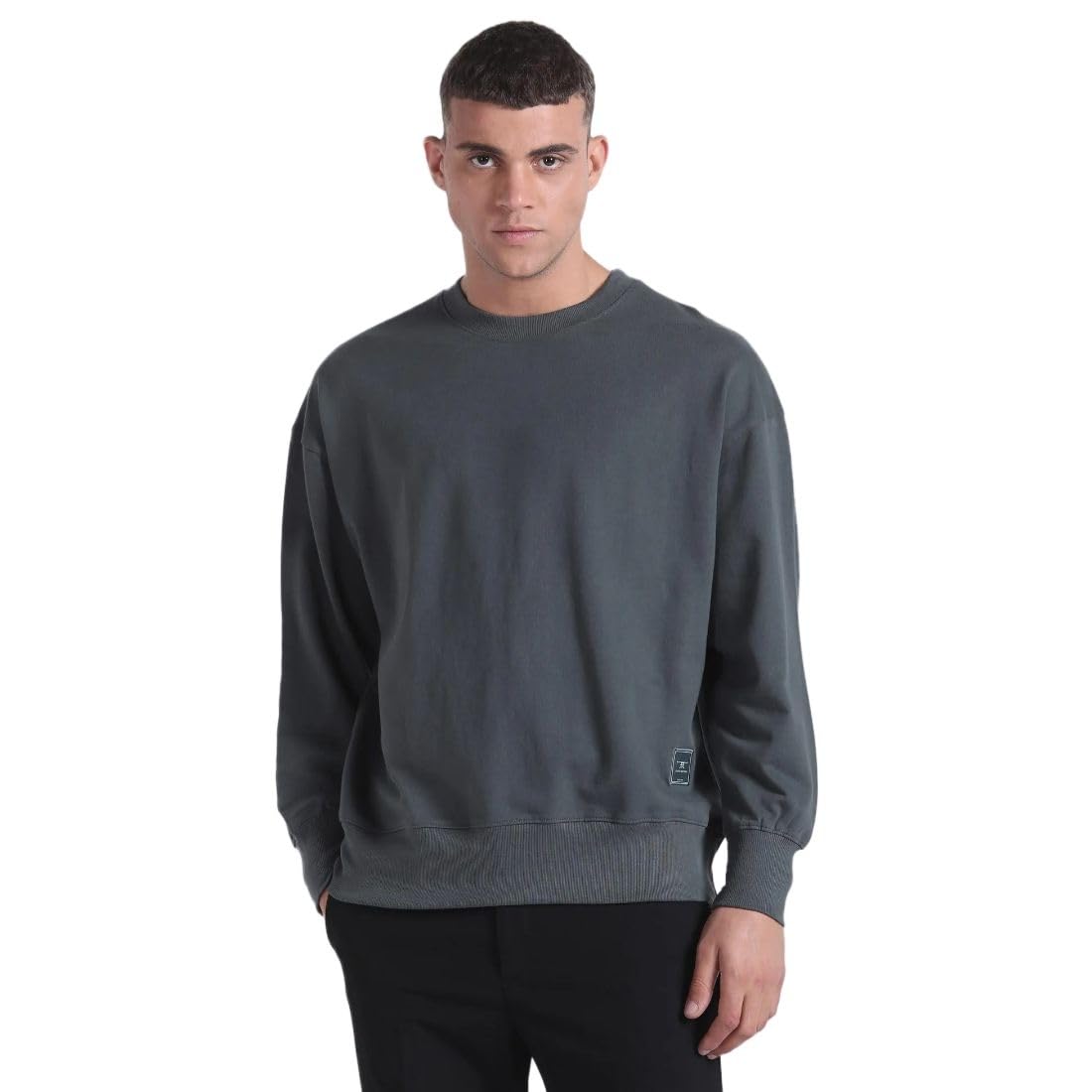 flying machine Men's Oversized Fit Sweatshirt| Solid-picture-21