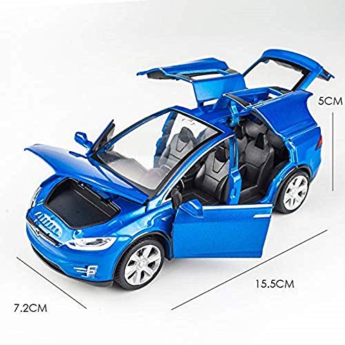 Image of Metal Pull Back Diecast Car 1:32 Tesla X90 Pull Back Car Model with Sound Light Boys Gifts Toys for KidsPack of 1】,multicolor