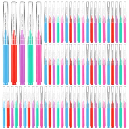 Image of 100 Pcs Interdental Brushes, 5 Sizes Braces Flossers for Cleaner Braces Brush Soft Dental Brushes Toothpicks Dental Floss Picks Dental for Braces Oral Cleaning(5 Colors)