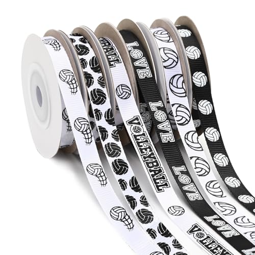 DECYOOL Volleyball Ribbons 6 Rolls 60 Yards Sports Theme Grosgrain Ribbons