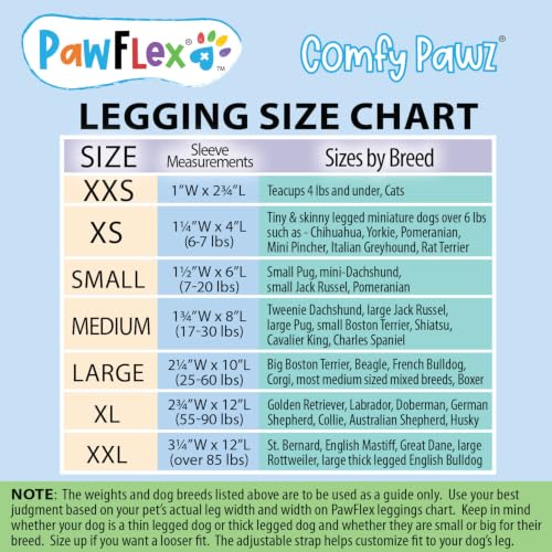 Image of PawFlex Comfy Pawz Cotton Nonslip Protective Leggings for Dogs | Medical Pet Sleeve for Dogs Legs with Non-Slip Silicone Grip at Inner Cuffs and Adjustable Strap for No Twisting or Sliding Down
