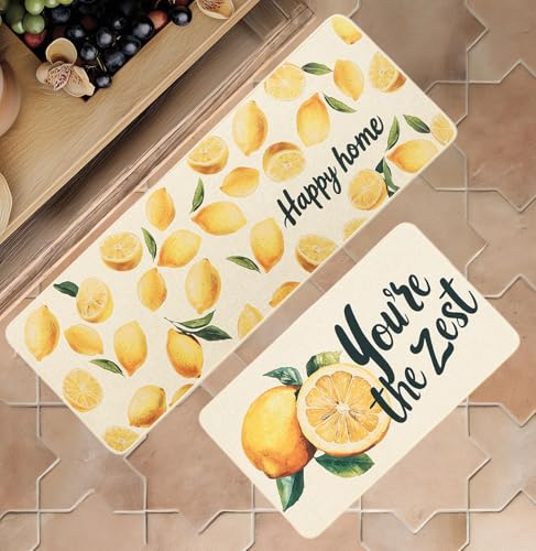 Saranju Lemon Kitchen Rug Set