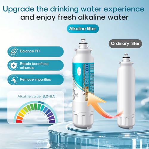 Image of ICEPURE Alkaline ADQ73613401 Refrigerator Water Filter and Air Filter Replacement for LG LT800P, LT800PC, ADQ75795104, ADQ736134, ADQ73613402 Kenmore 9490 LSXS26326S LSXS26366S, Enhances PH, 2Combo