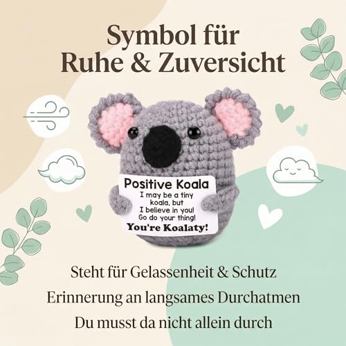 Koala Kuscheltier,Positive Kartoffel,Positive Potato,Aufmunterung Geschenke,Gute Besserung Geschenke,Mutmacher Geschenk,Inspirierende Handgemachte Strickwolle Potato Puppe für Freunde Familie