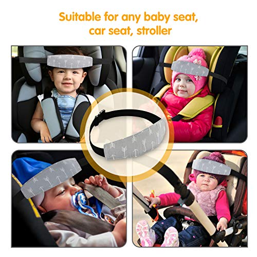 Image of Baby Carseat Head Support,Car seat Straps Pillow Support Ban,Stroller Neck Relief Strap Headrest,Slumber Sling Sleep Positioner for Toddler Infants Child Children Kids(Gery)