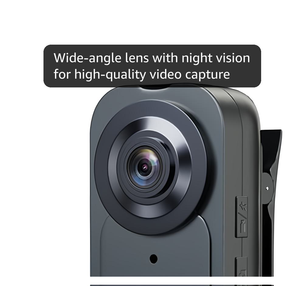 Mini Body Camera 1080P HD Bodycam with Night Vision 64GB Card 1000 mAh 6HR Battery Life Wearable Camcorder for Daily Records, Cycling, Delivery/Serving Jobs