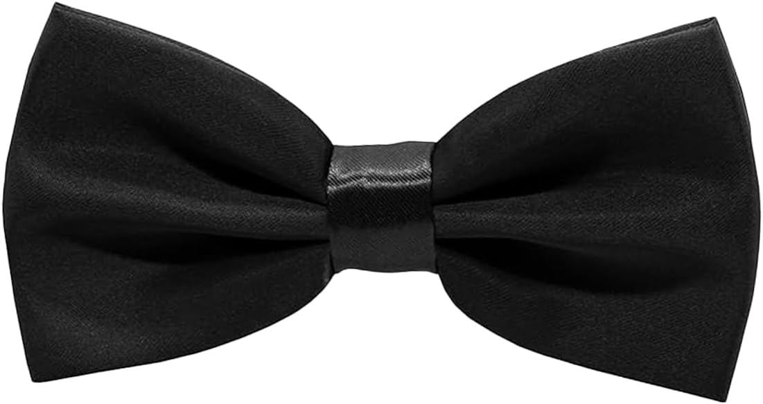 Men's Bow Tie,Classic Black Bow Tie,Adjustable Classic Solid Color Pre-Tied Bowtie,Satin Tux Bowtie,Tux Formal Neck Bowties,Tied Bowties for Party Wedding Birthday Formal Banquet.(Black)