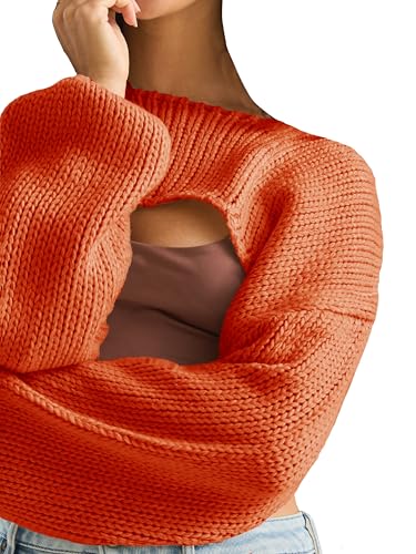 Image of Womens Bolero Crochet Crop Shrug Shoulder Knit Cropped Sweater | Y2K Crochet Crop Top, Half Sweater, Cozy Chest Over the Shoulder Top Cardigan, Cut Off Super Crop, Ballet Lace Sweater
