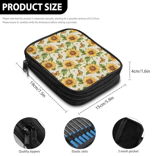 Image of Sunflower Crochet Hook Case Portable Knitting Needle Case without Hooks and Accessories Knitting Needle Organizer for Crochet Hooks, Knitting Needles,Knitting Crochet Supplies