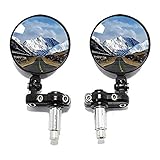 Devilmotor バイクミラー 汎用バイクミラー バーエンドミラー CNC 丸形 左右セット 角度自由に調節 HONDA YAMAHAなどに適用 折り畳み式ハンドルカバー付き