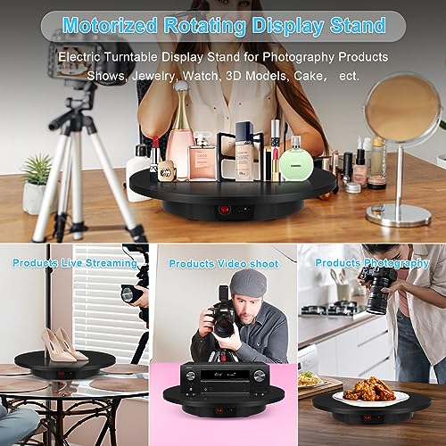 Motorized Rotating Display Stand, Remote Control Rotating Display Stand, 360 Degree Mute 330 Lbs Load Electric Rotating Platform for Photography Products, Live Video Show, Angle Speed, Wired