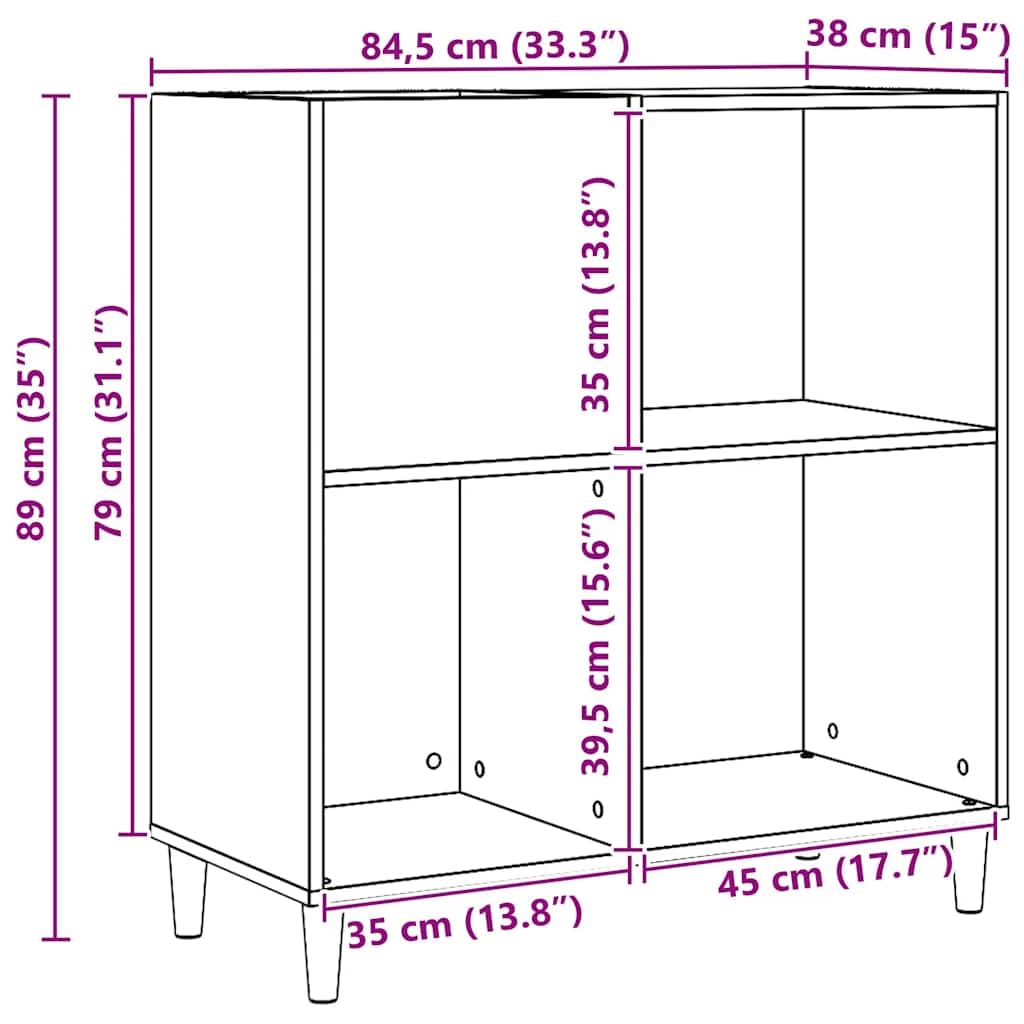 vidaXL Mobile Porta Dischi Artigianale 84,5x38x89 cm Legno Multistrato, Mobile per Giradischi, Porta Dischi, mobiletto Porta vinili
