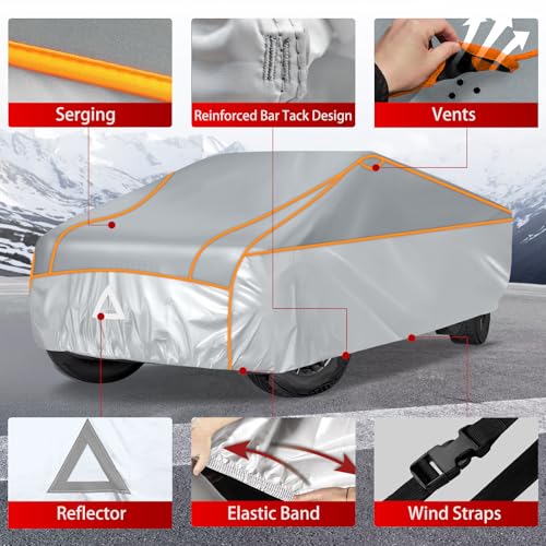Image of Specialized Hail Protector Replace for Tesla Cybertruck, Multi-Layered Car Hail Blankets Protector Cover with 5mm Thick High Density EVA Cushioning Foam Pad and Reflective Stripes (Gray)