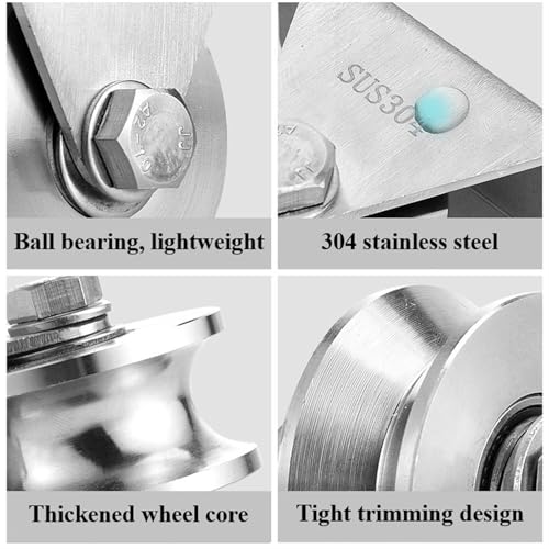 Roue rainurée en U de 48 mm à 68 mm en acier inoxydable pour rails