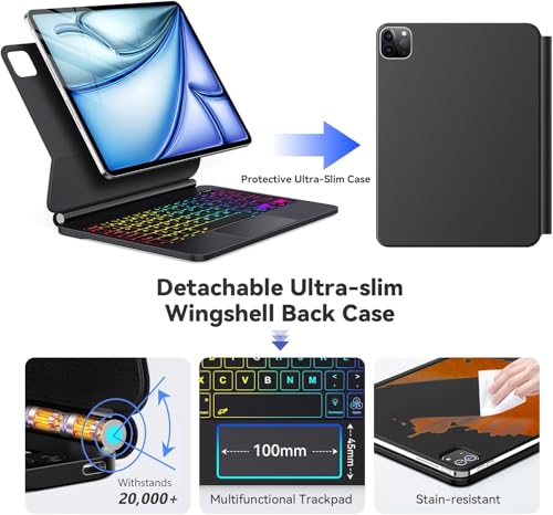Image of [Upgraded] Keyboard Case for iPad Air 13 inch (M4 /2026 /M3 2025 /M2, 2024),iPad Pro 12.9 inch (3 /4 /5 /6th Gen)，Easy-Set Magnetic - Floating Cantilever Stand - Backlit Keyboard with Multi-Touch Trackpad