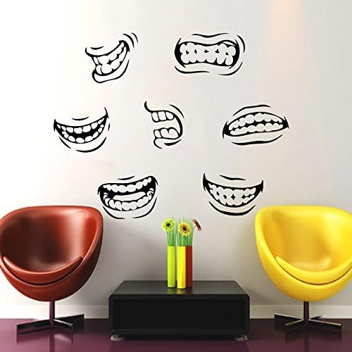 Housewares Wall Vinyl Decal Teeth Smile for Dental Clinic Home Art Decor Kids Nursery Removable Stylish Sticker Mural Unique Design for Any Room