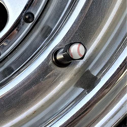 Image of Metal Car Wheel Tire Valve Stem Caps Softball Aluminum Car Tire Air Valve Caps Universal Stem Covers for Cars,SUVs,Trucks,Bikes, Motorcycles,Bicycles,Corrosion Resistant 4 Pack