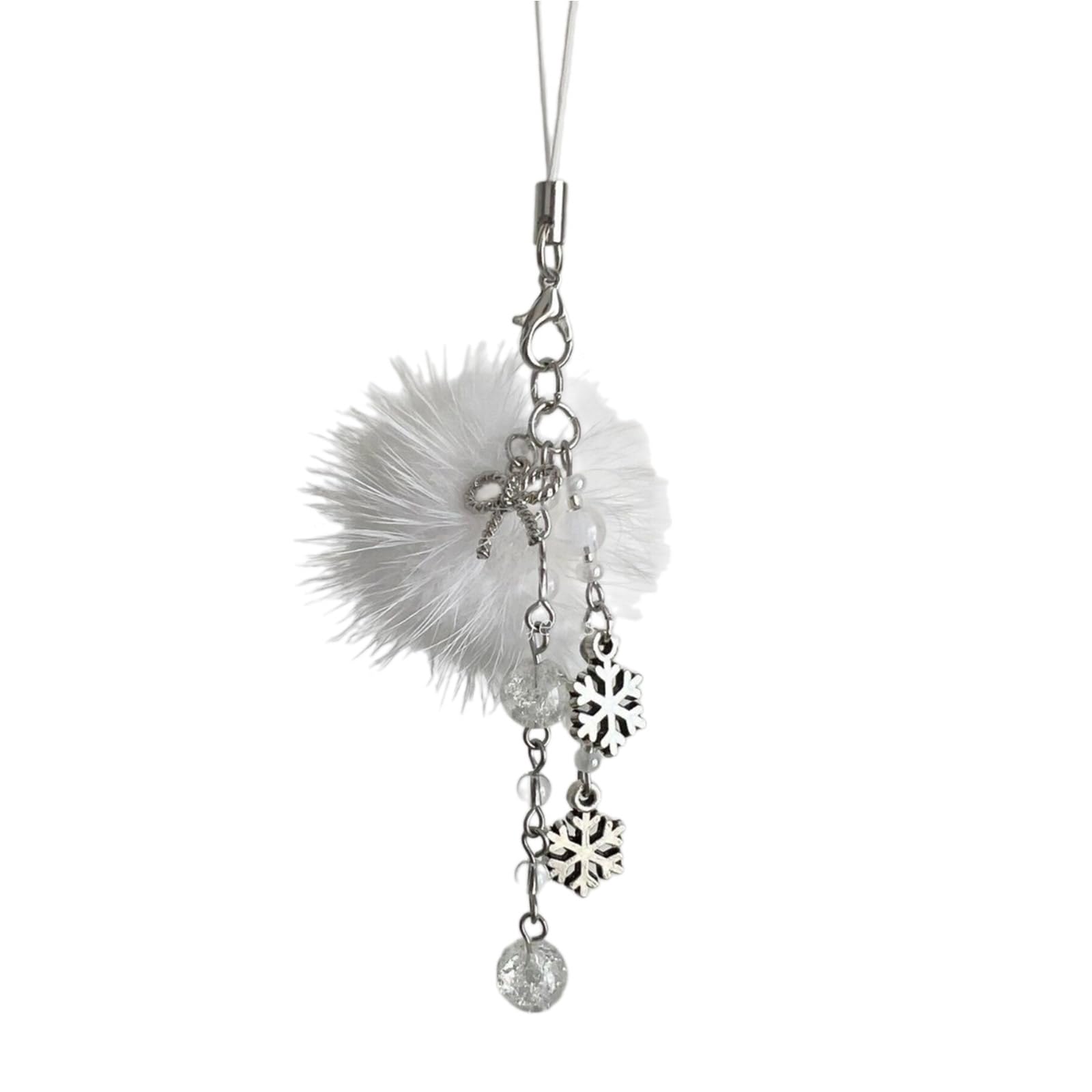 NEWFT Beaded Bowknot Pendant Charm Snowflake Phone Anti-Lost Lanyard