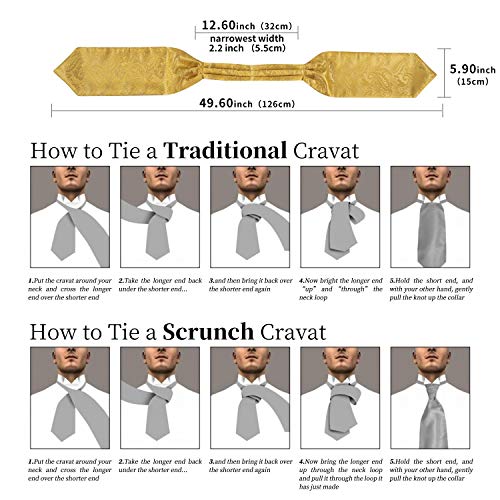 Image of DiBanGu Mens Silk Ascot Ties Paisley Jacquard Woven Cravat and Pocket Square Cufflinks with Lapel Pin for Business Wedding
