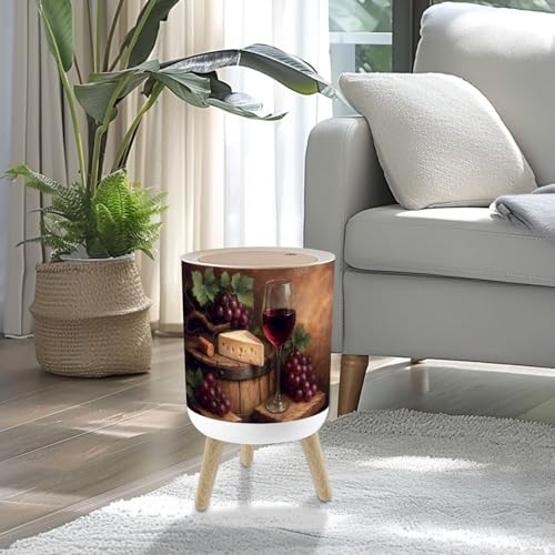 Caneca de basura con tapa y patas de madera 7 L miniatura 2