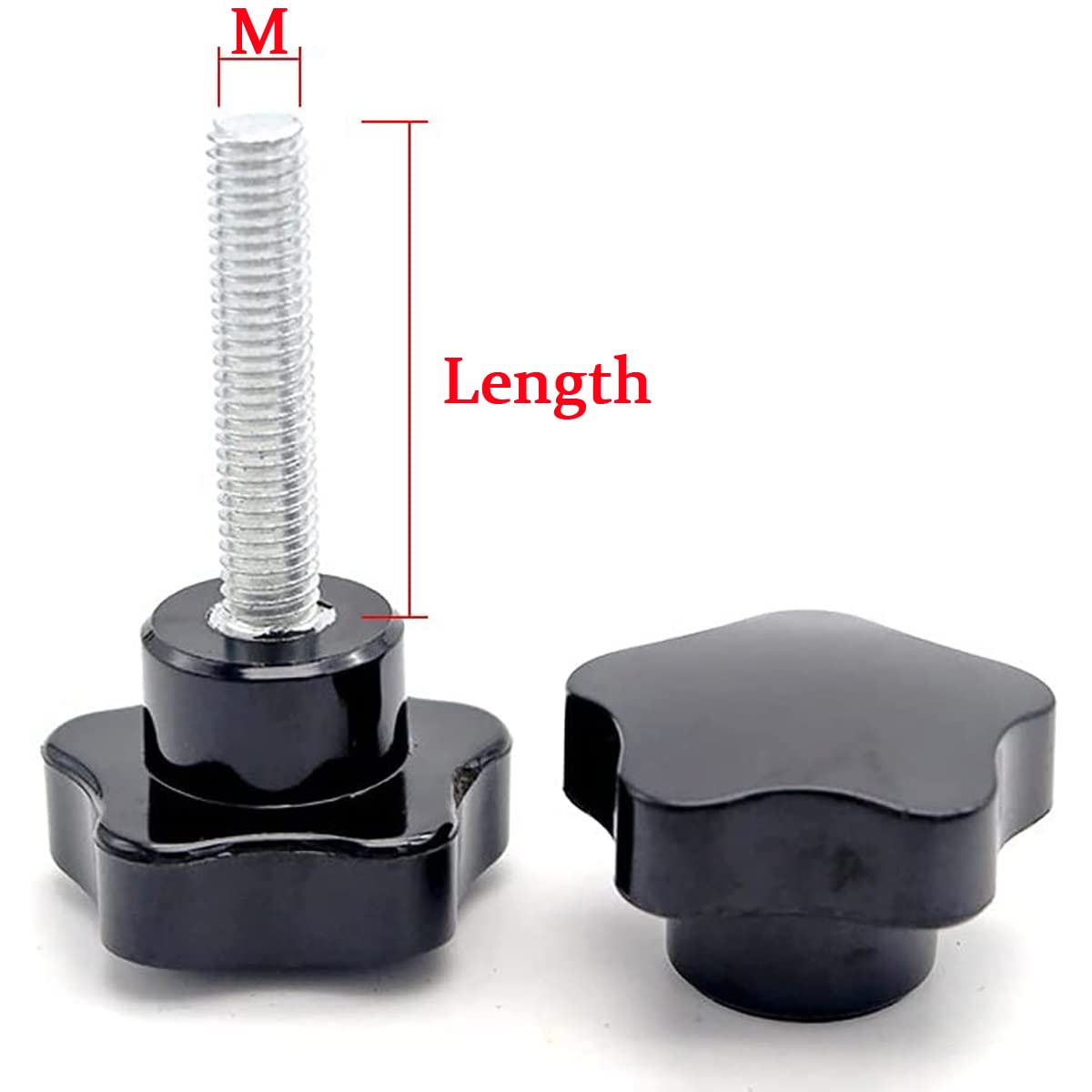 40mm Black Clamping Star Knob – M6 Female Thread, Screw-On Type – Uxcell