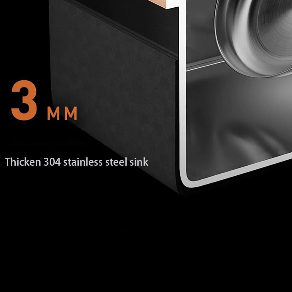 Silver Bar Sink with Pull Down Faucet, Stainless Steel Kitchen Sink Single Bowl Sink Topmount Undermount Handmade Kitchen Sink Rectangle Sink Workstation Kitchen Sink with Drain Tray Prep Sink ( Size