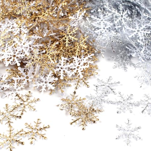 600 Stück Schneeflocken Deko,Tischdeko Weihnachten Streudeko Gold...