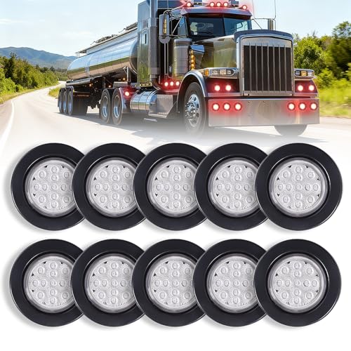 Image of 2.5 Inch 13 LED Side Marker Lights (Clear Len Red Color) | Rubber Rings