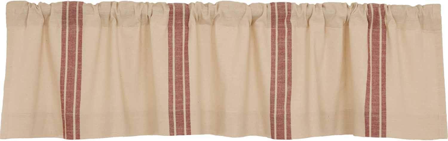 Piper Classics Market Place Red Grain Sack Stripe Valance, 16" x 72", Farmhouse Kitchen Curtain in Brick Red & Natural Cream Feed Sack Stripes