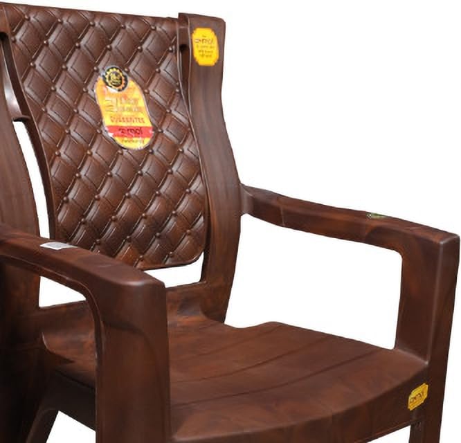 Anmol New Designed Ortho Rolex High Back Chair Heavy Duty Quality Matters for us Plastic Outdoor Chair,Living Room,Office,Dinning,Balcony,Garden,resturant Chairs Brown (Pack of 2) 4