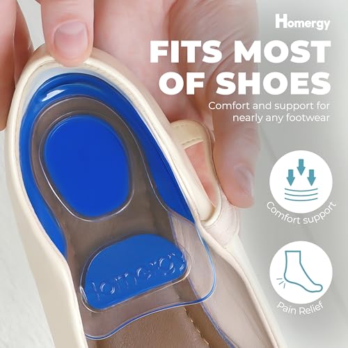 Image of Advanced Heel Cups for Heel Pain Relief - Walk & Stand All Day in Comfort from Plantar Fasciitis, Achilles Tendonitis & Heel Spurs, Upgraded Gel Heel Inserts 2-Pack for Men & Women, Homergy