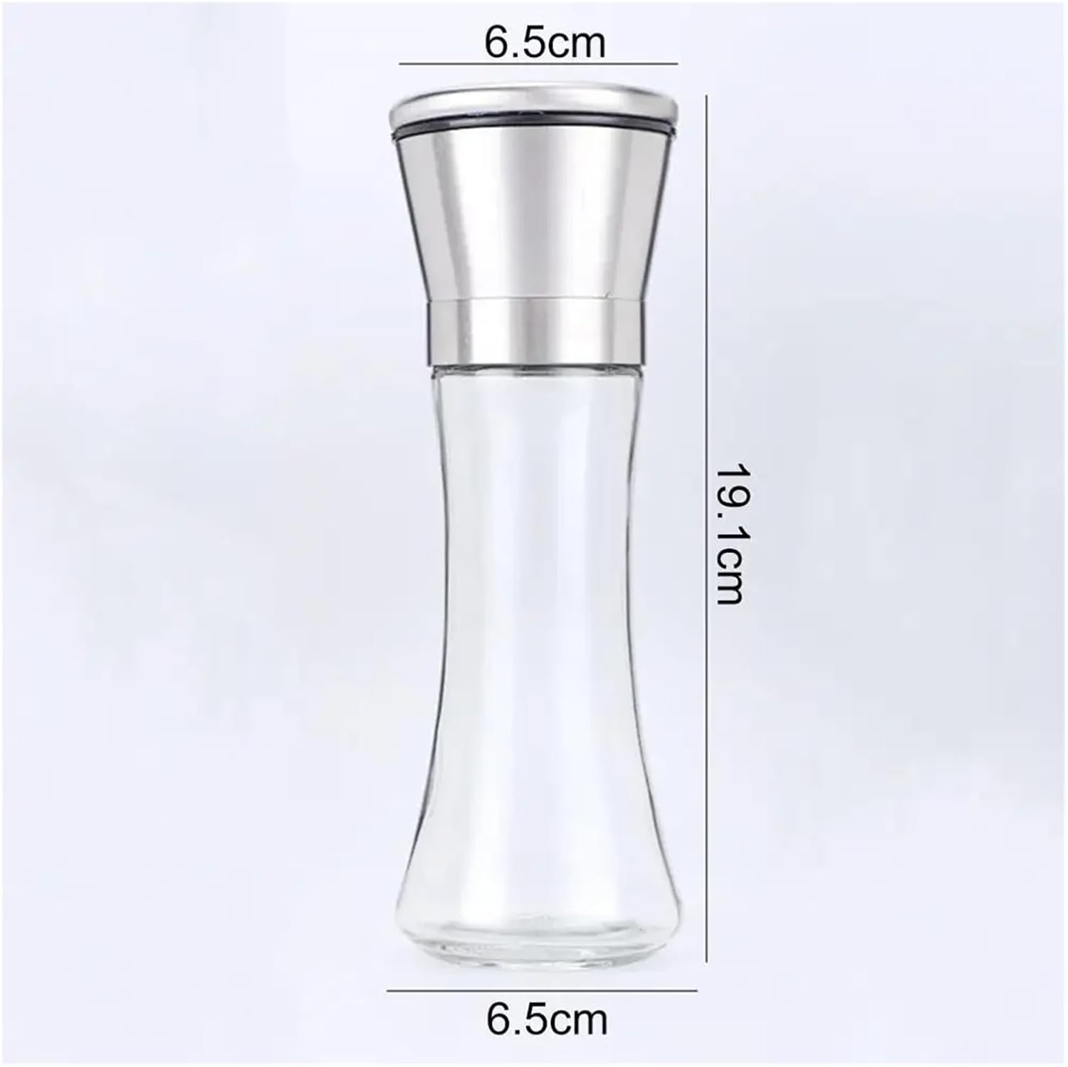 1PCS Pepper Grinder Stainless Steel Glass Spice Bottle Salt Pepper Manual Spice Grinder Household Kitchen Gadgets(Silver)