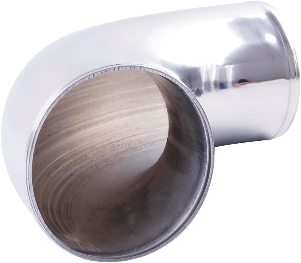 Aluminum Pipe Tube Intercooler Hose 90 Degree OD102mm(4"), 6061 Aluminu Air Intake Tube, Length 11.8" (300mm), Thickness 2mm Silver Aluminum Alloy Exhaust Pipe