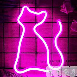 YIVIYAR Cat LED Neon Light Sign Cat Neon Lamp Pink Cat Neon Sign for Bedroom Wall Decor Light Up LED Signs Neon Nigh Light Sign Neon Wall Light Cat Gift for Girls Christmas Birthday Party Home