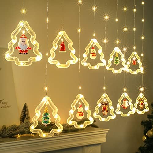 BLOOMWIN Christmas Window Lights 3m x 0.65m LED String Light Curtain Fairy Light with 8 Modes Xmas Decoration for Indoor Party Wedding Bedroom(Colorful)